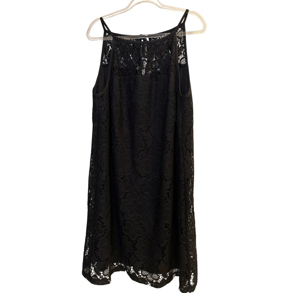 Emma Michele Size 2X PLUS Black Crochet Lace Overlay Dress Cocktail Semi Formal